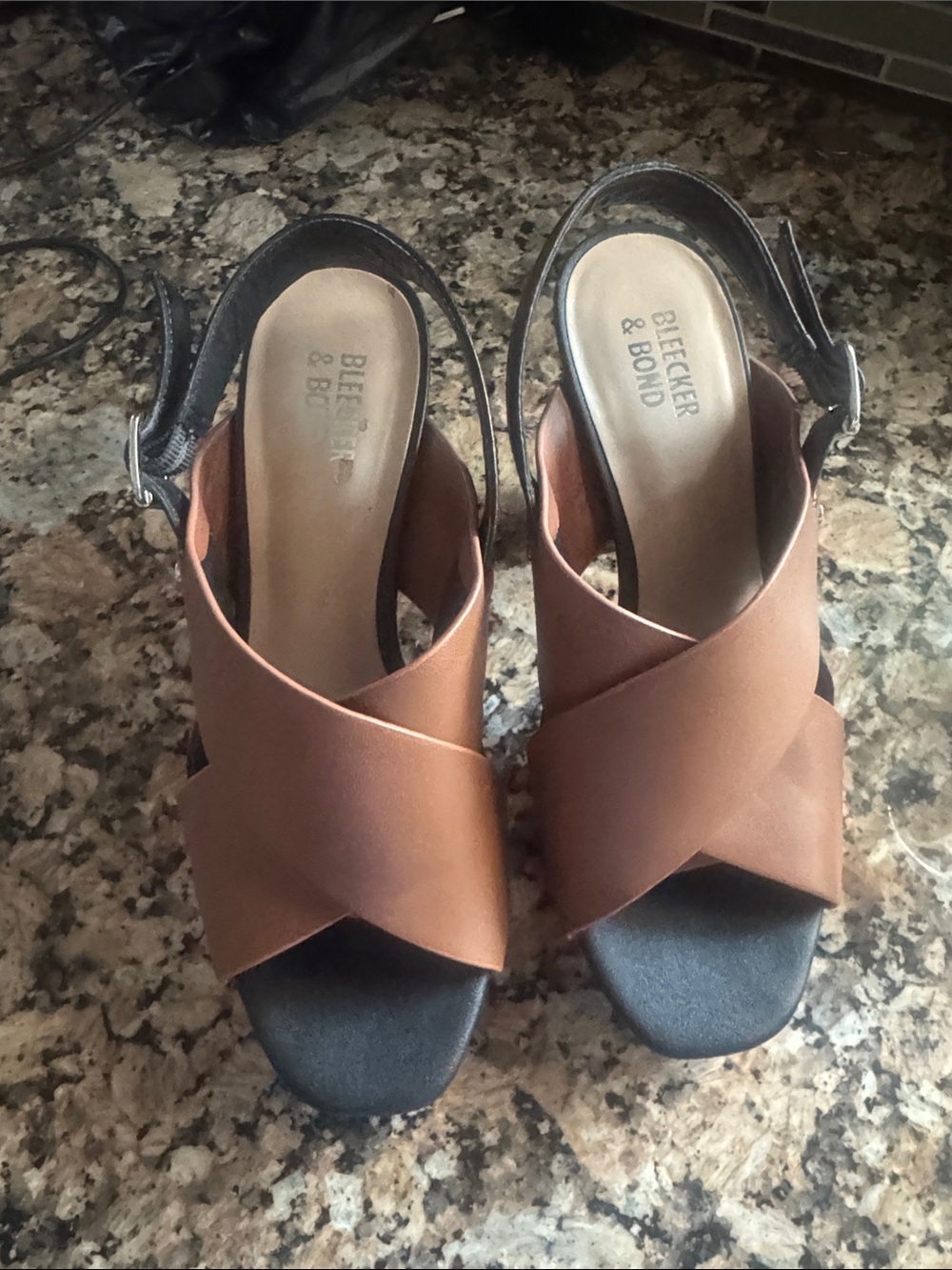 Bleecker & Bond Women's Brown Crossband Slingback Sandals